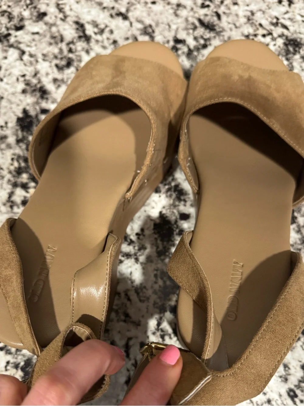 Tan platform wedge sandals